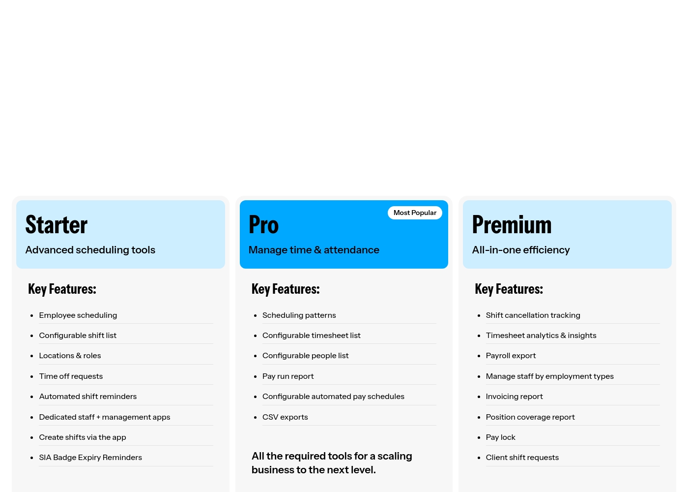 Parim Workforce Software pricing screenshot