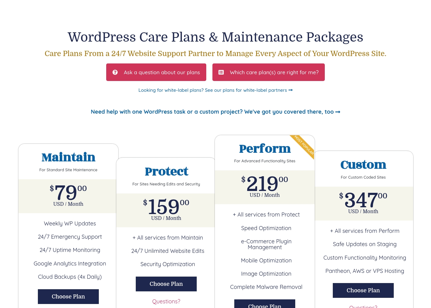 WP Buffs pricing screenshot