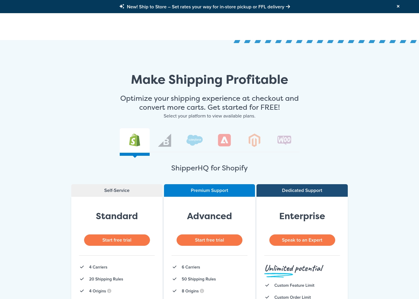 ShipperHQ pricing screenshot