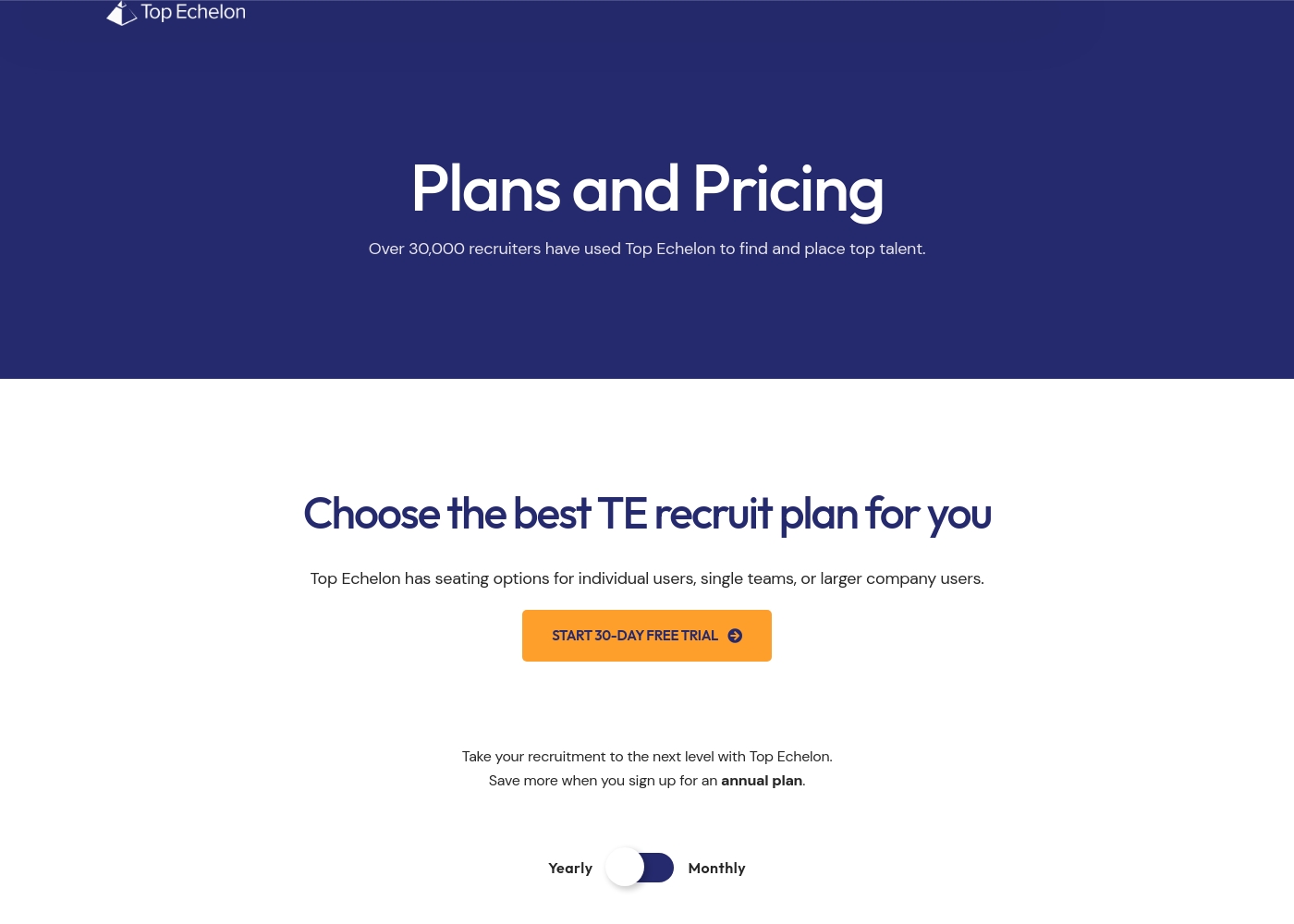 Top Echelon pricing screenshot