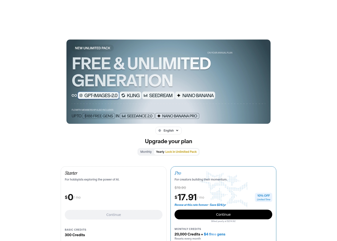 Flowith pricing screenshot