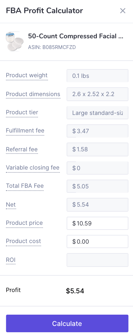 FBA profit calculator