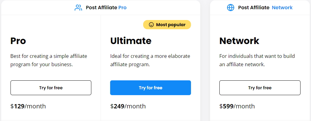 Post Affiliate Pro Fiyatlandırması