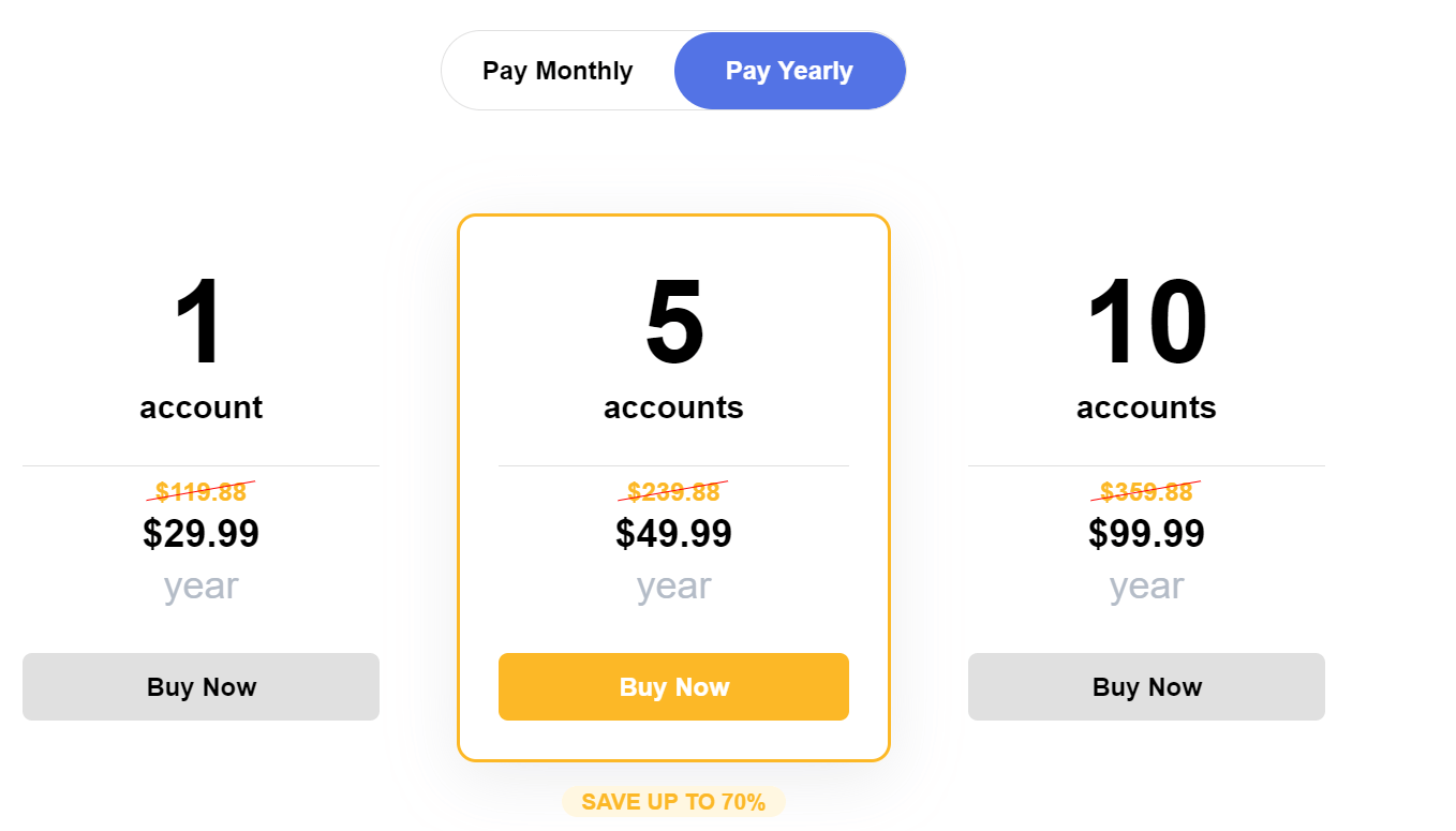 Clean Email Yearly Pricing