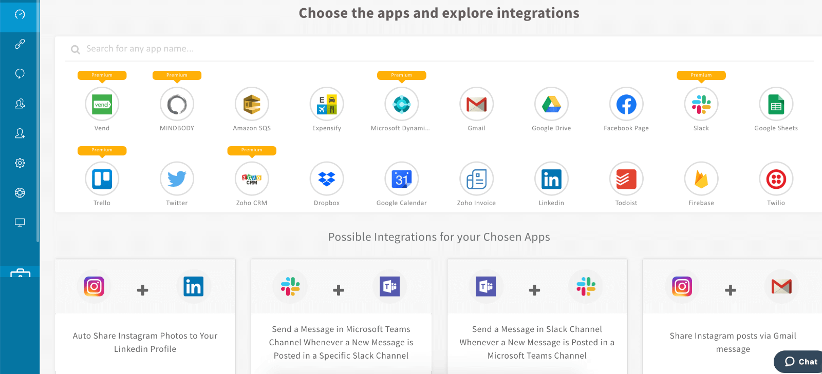 Integracje Appy Pie App Builder