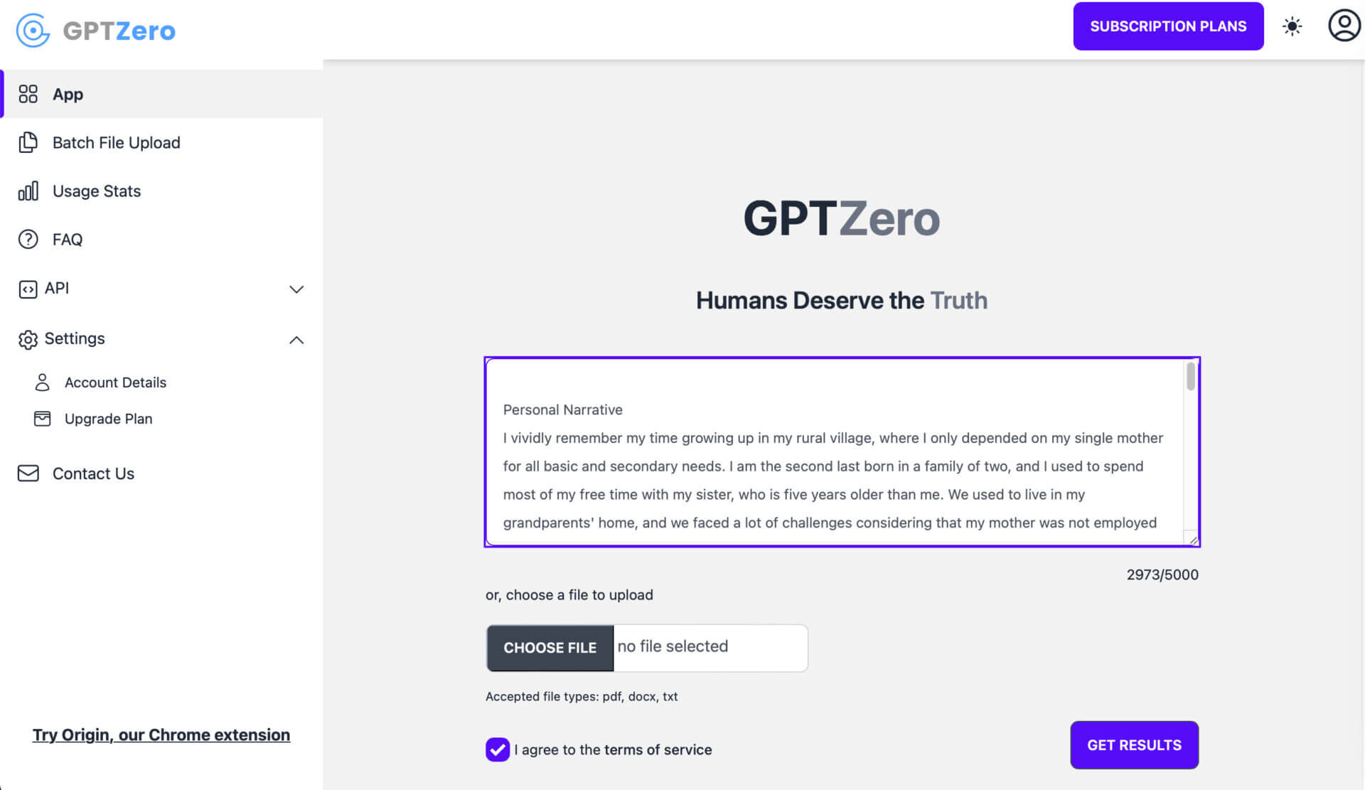 GPTZero-Dashboard