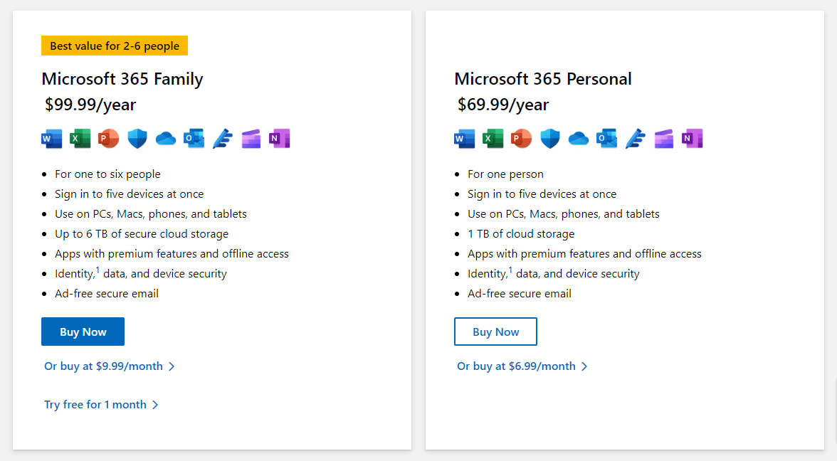 Microsoft PowerPoint pricing