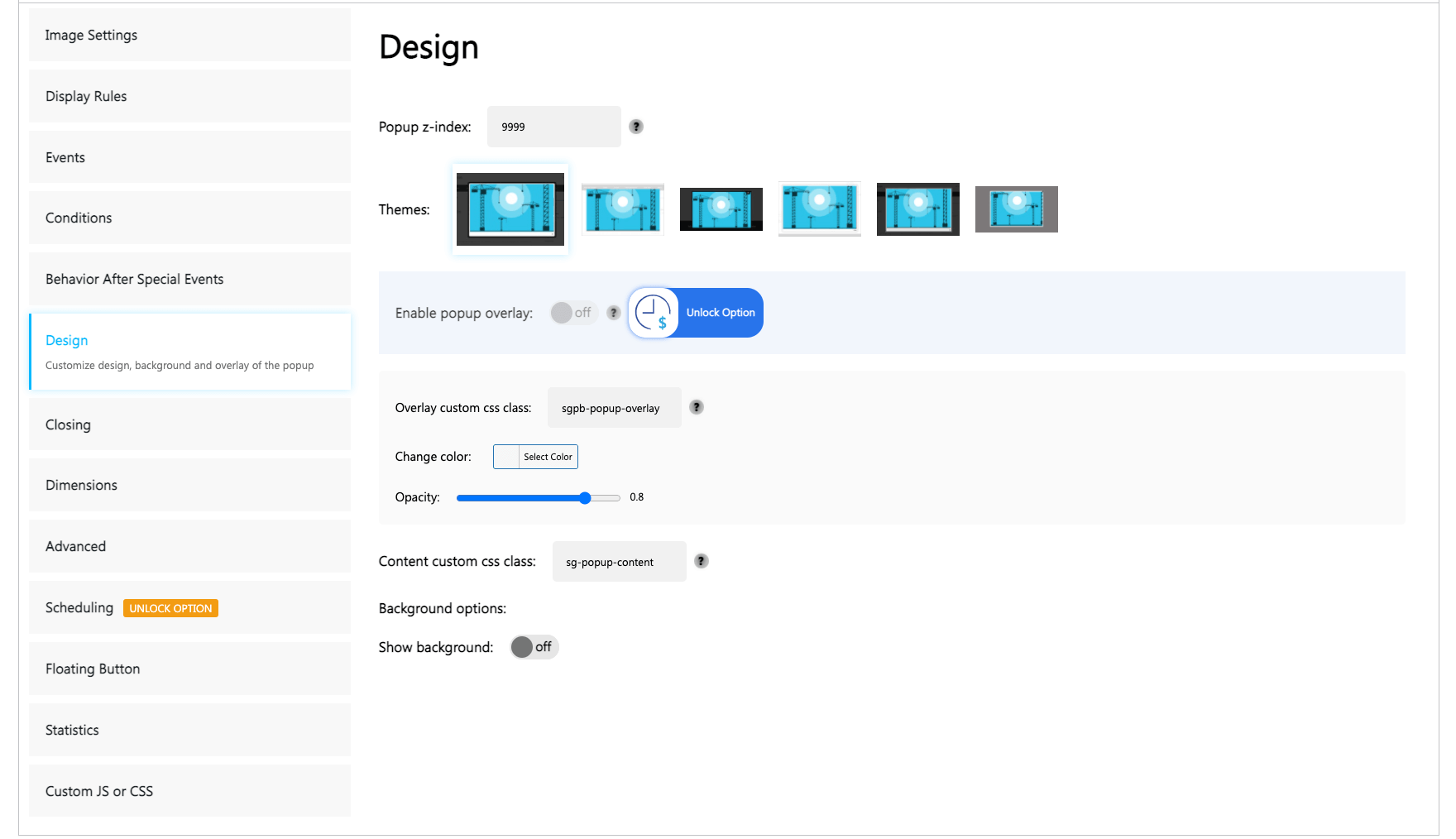 Popup Builder 自定义设置