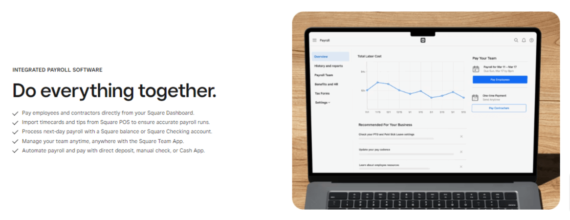 Square Payroll の機能 1