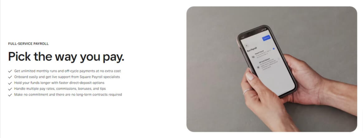 Square Payroll bietet 3 Funktionen