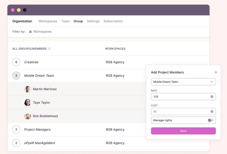 Toggl user groups