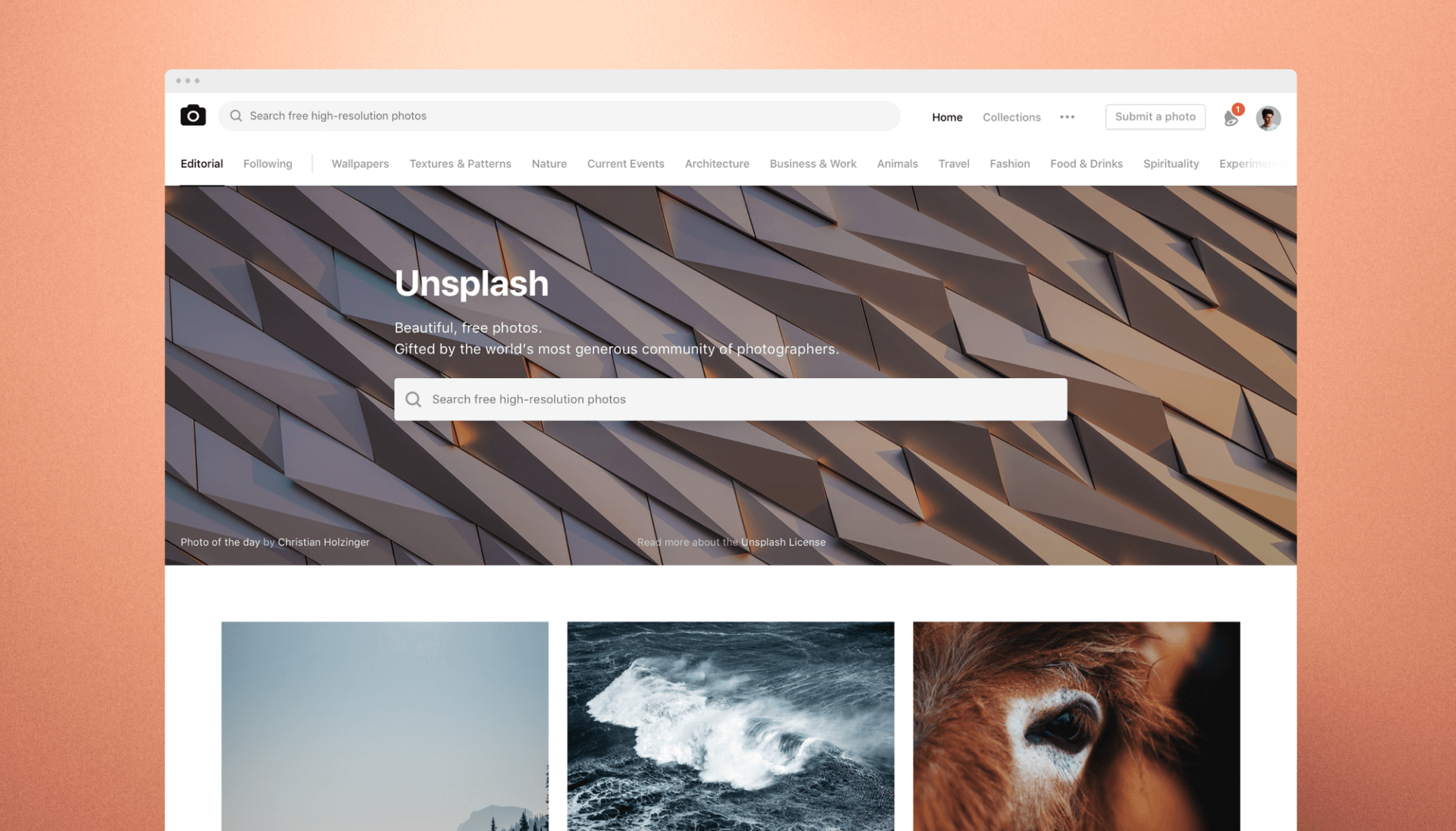 Unsplash دارای ۴ ویژگی است