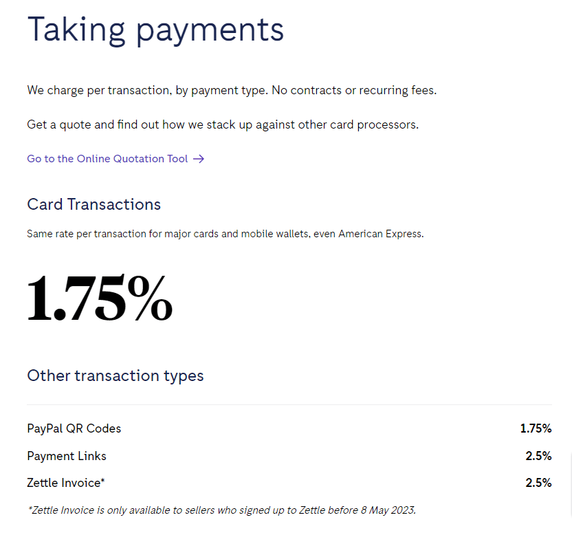 Zettle pricing