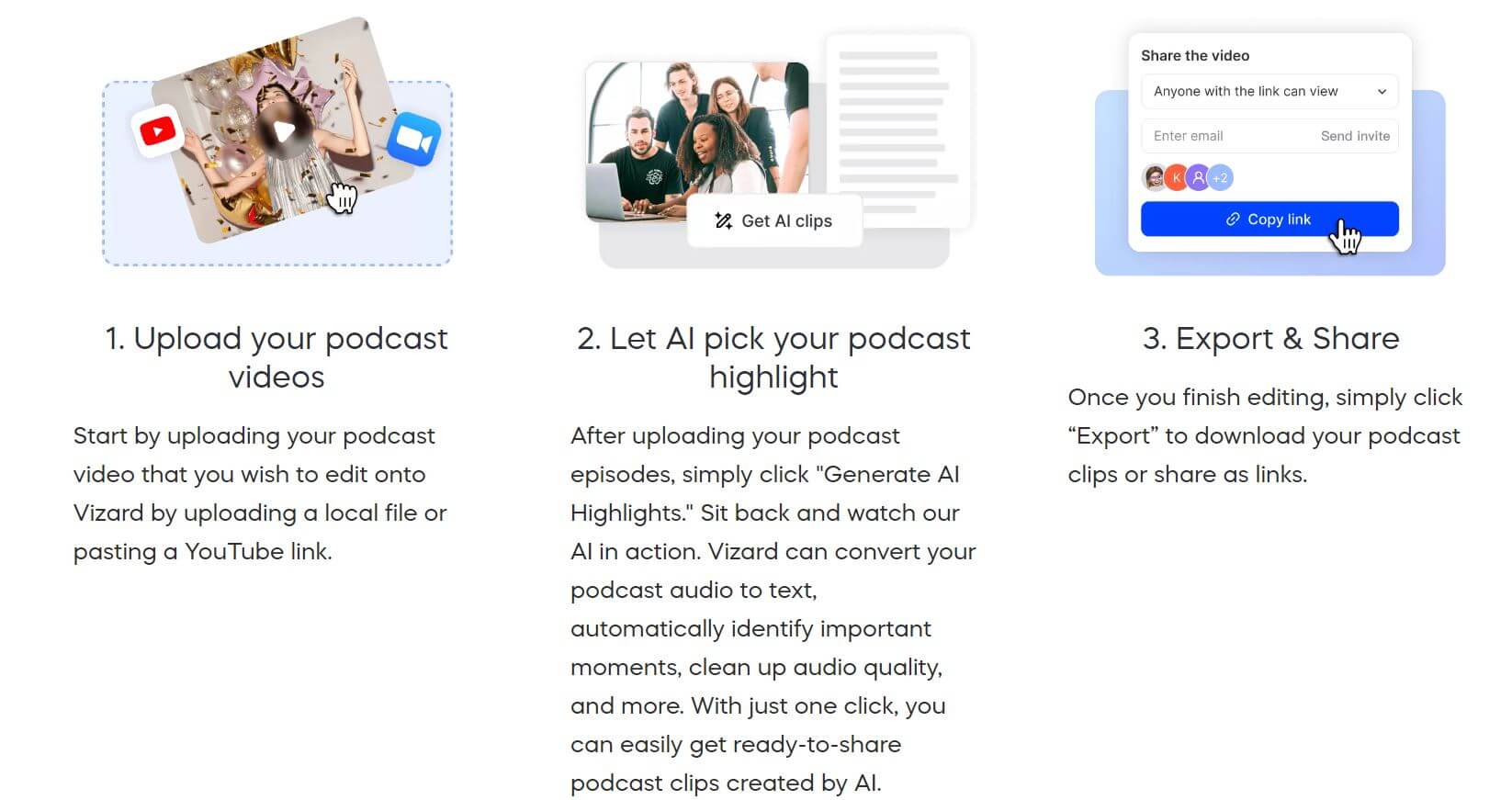 vizard.ai come fare un podcast