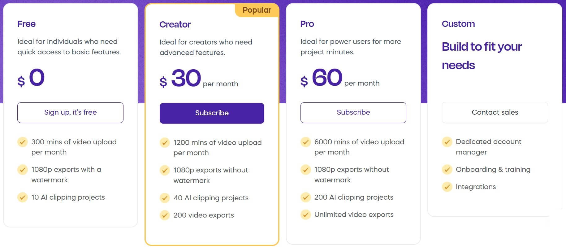 vizard.ai pricing