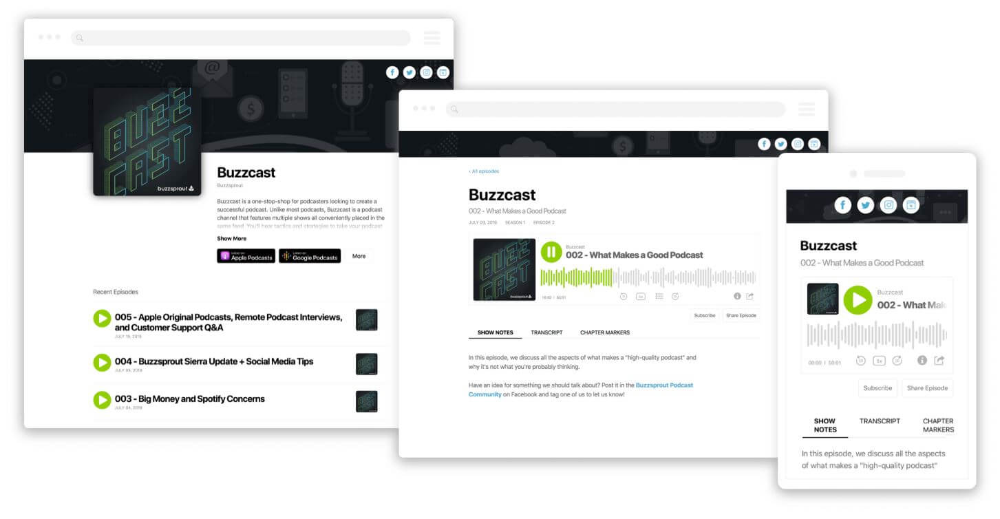 Buzzsprout podcast website