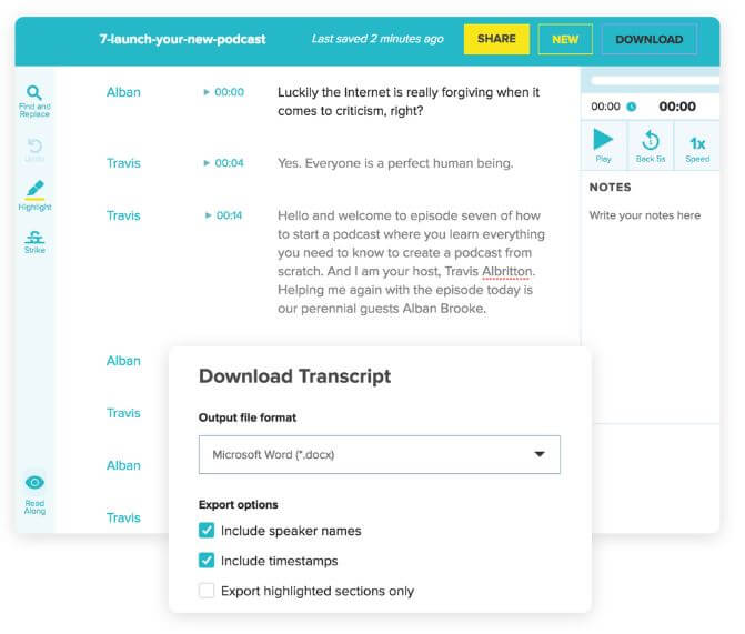 Buzzsprout transcribe