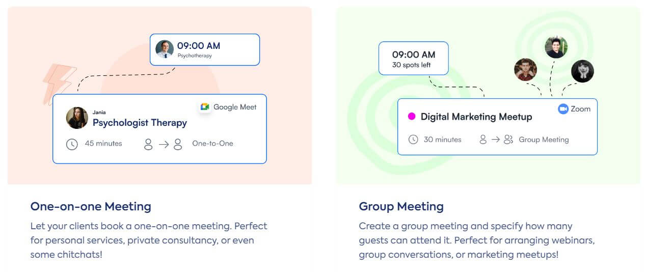 Типы meetings FluentBooking