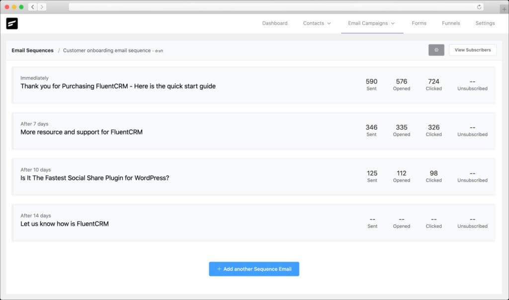 FluentCRM e-mailsequencing