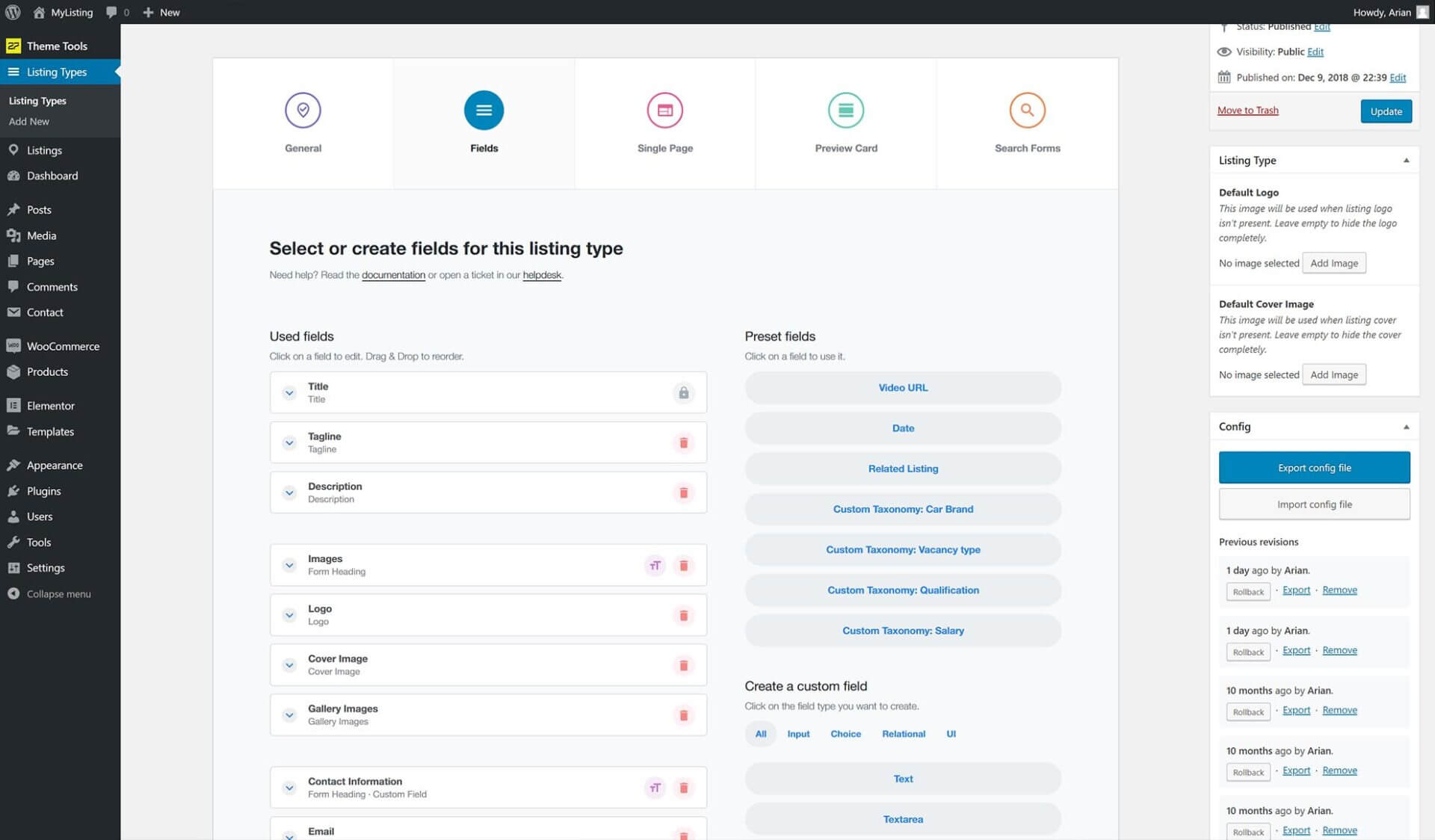 MyListing listing types