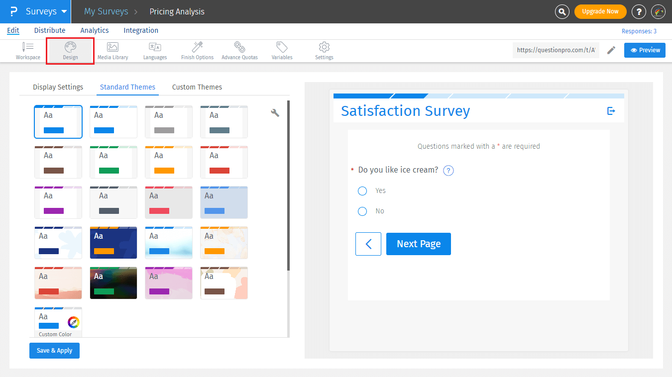 Design de pesquisa QuestionPro