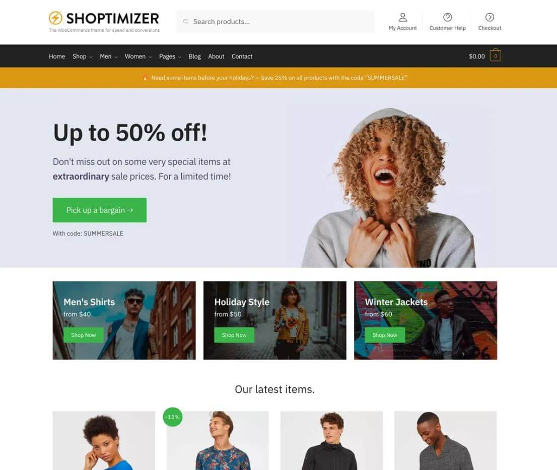 Shoptimizer e-handels tema