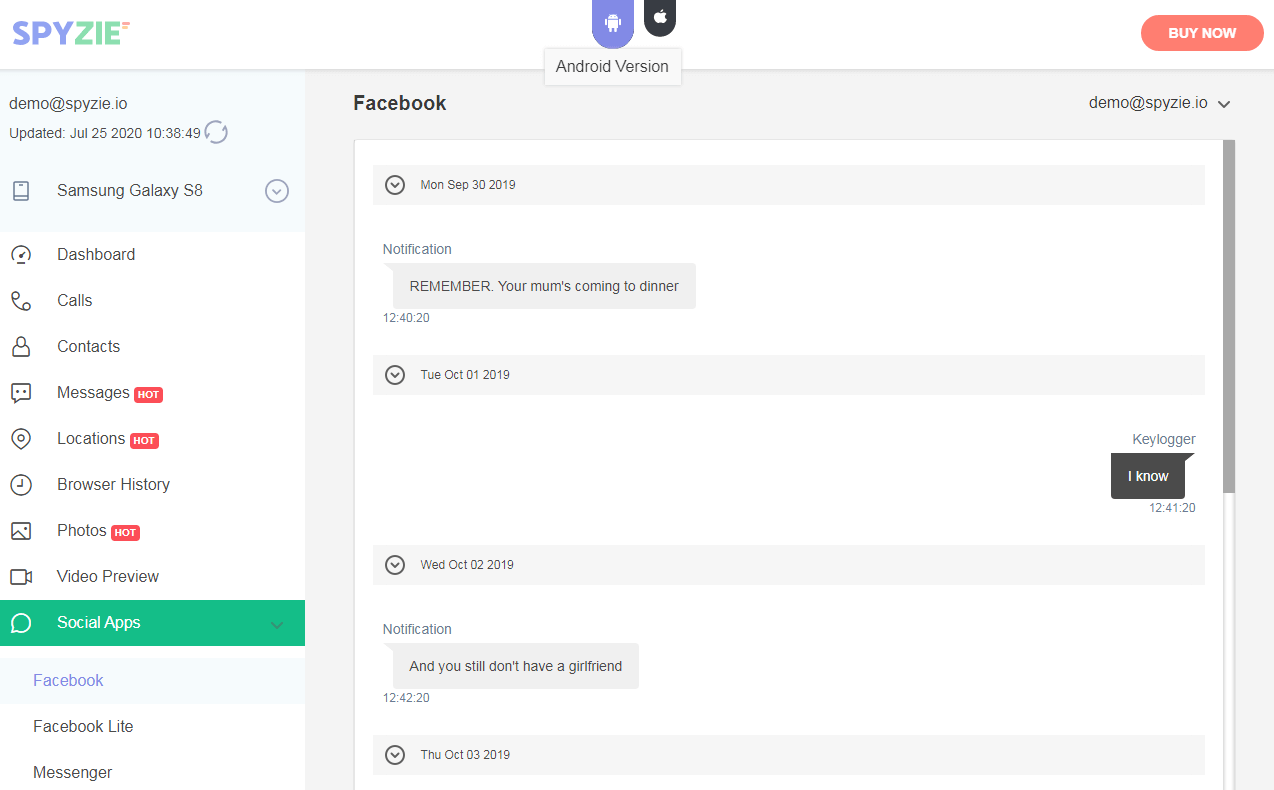 Spyzie sociale media tracking