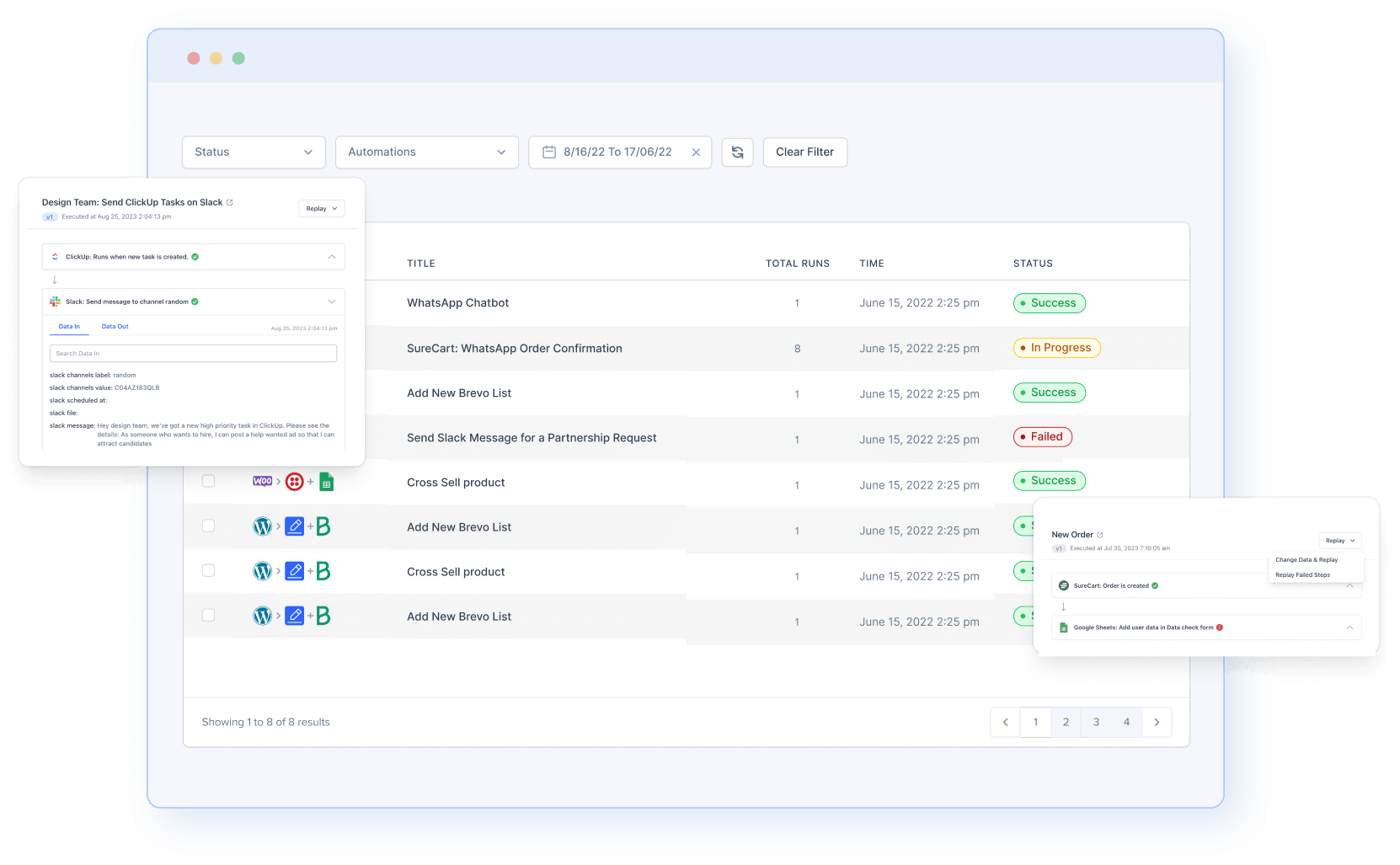 SureTriggers detailed history logs