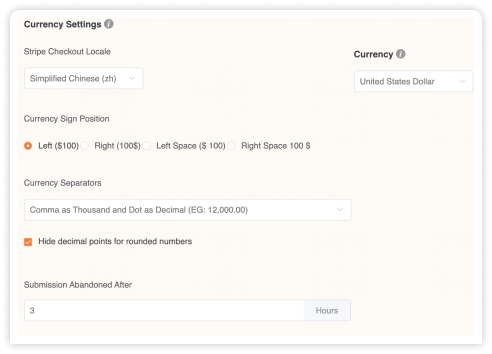 Configuração de moeda do Paymattic 1