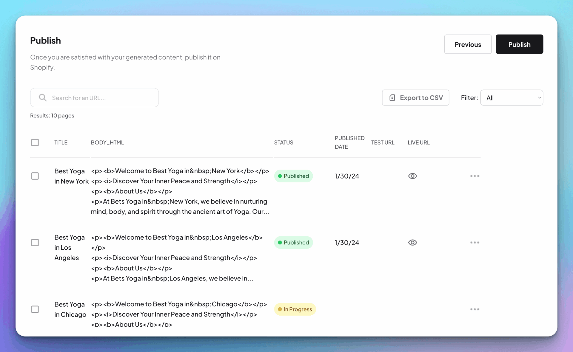 SEOmatic dashboard