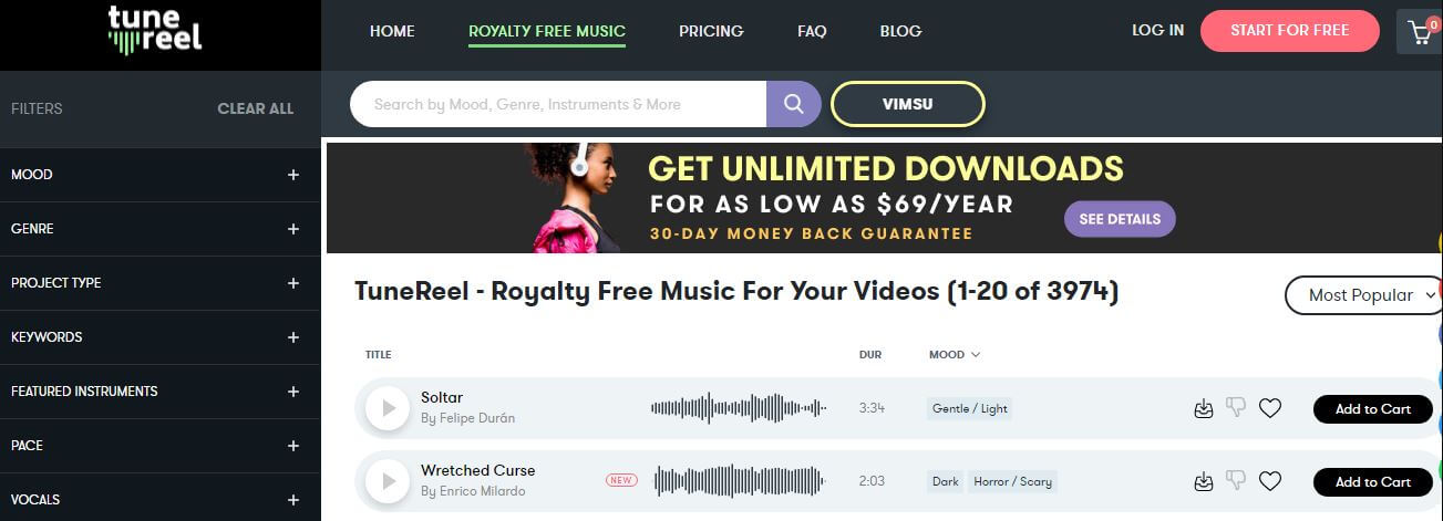 TuneReel features