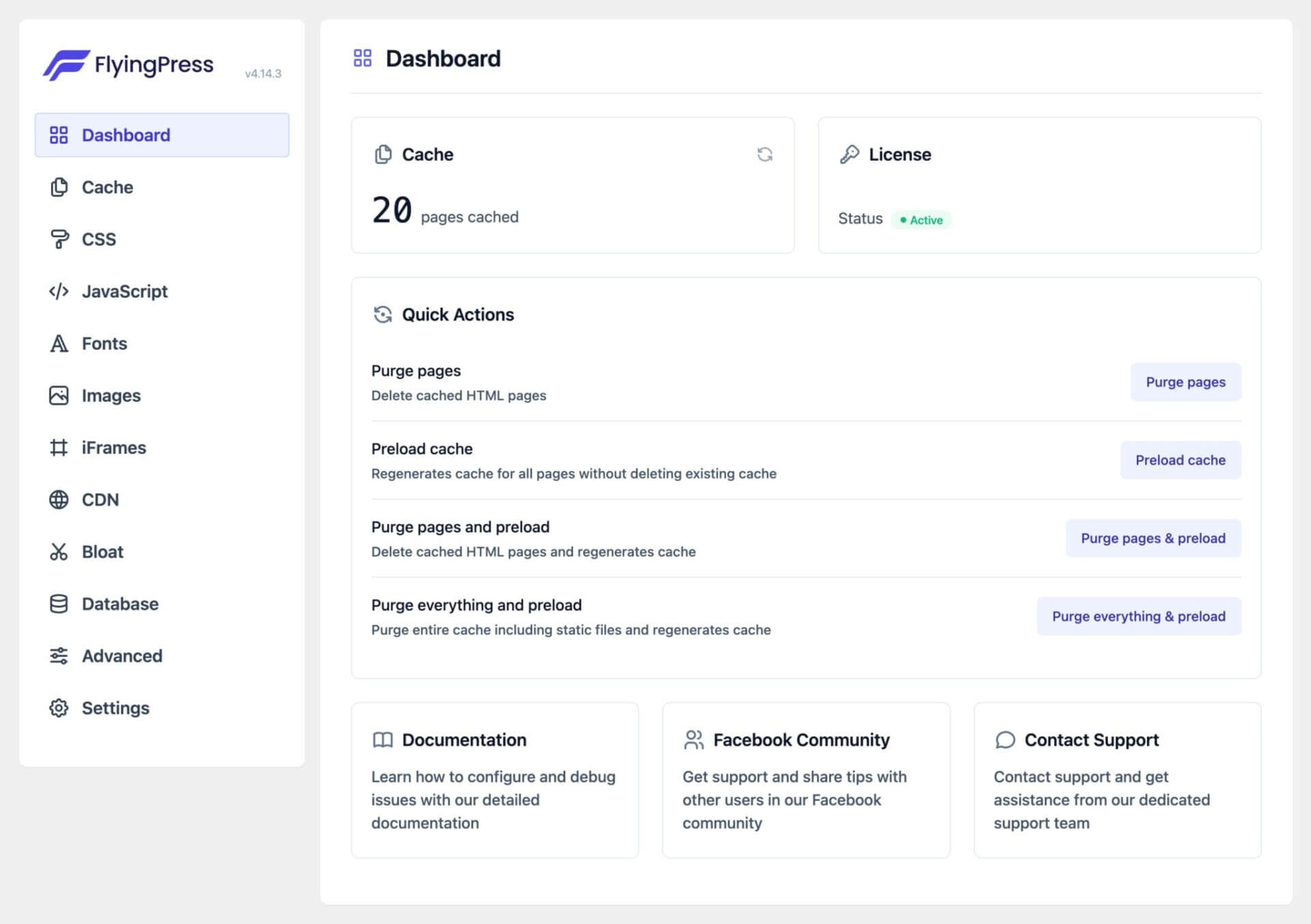 FlyingPress dashboard