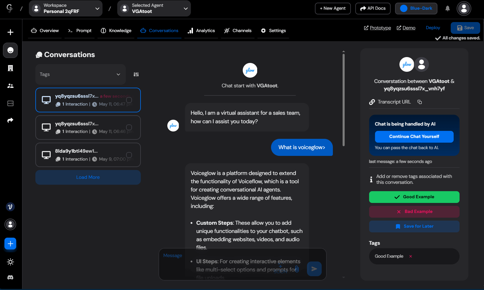 Voiceglow conversation